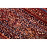 Tribal Khurgeen Helaine Red/Blue Hand-knotted Wool Rug - 5'6 x 7'10 - 5'6'' x 7'10''