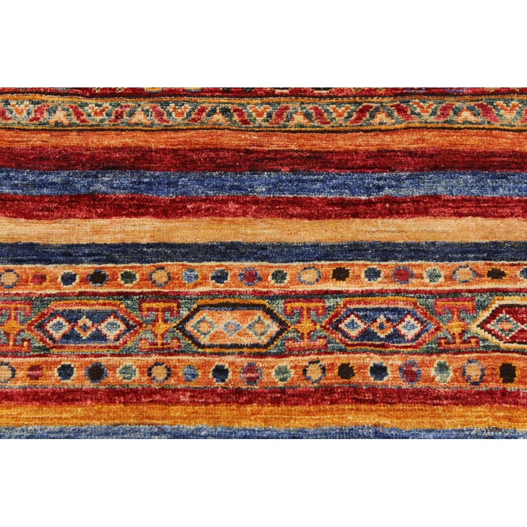 Tribal Khurgeen Lula Red Blue Wool Rug - 5'7 x 8'2 - 5'7" x 8'2"