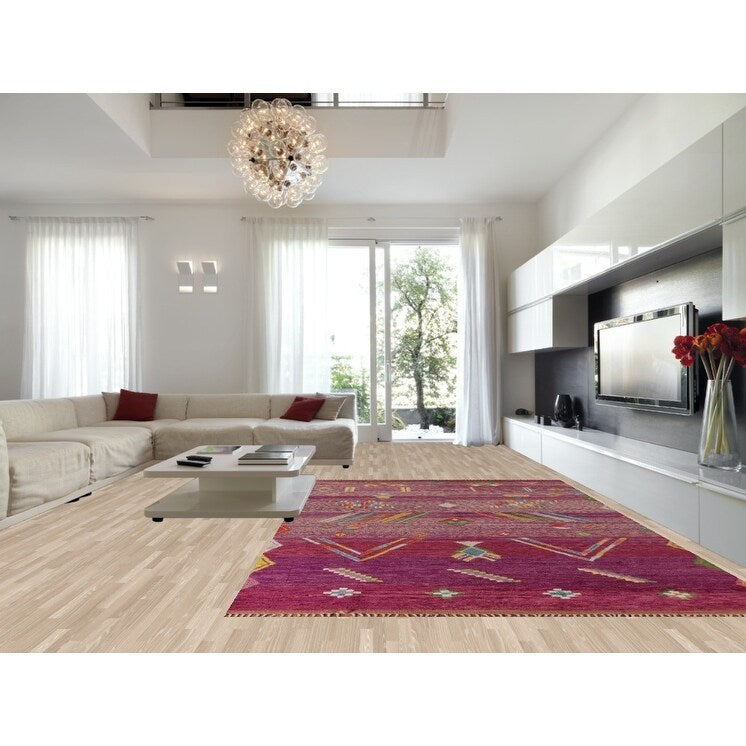 Tribal Moroccan Oriental Large Area Rug Handmade Wool Carpet - 9'6" x 14'8"