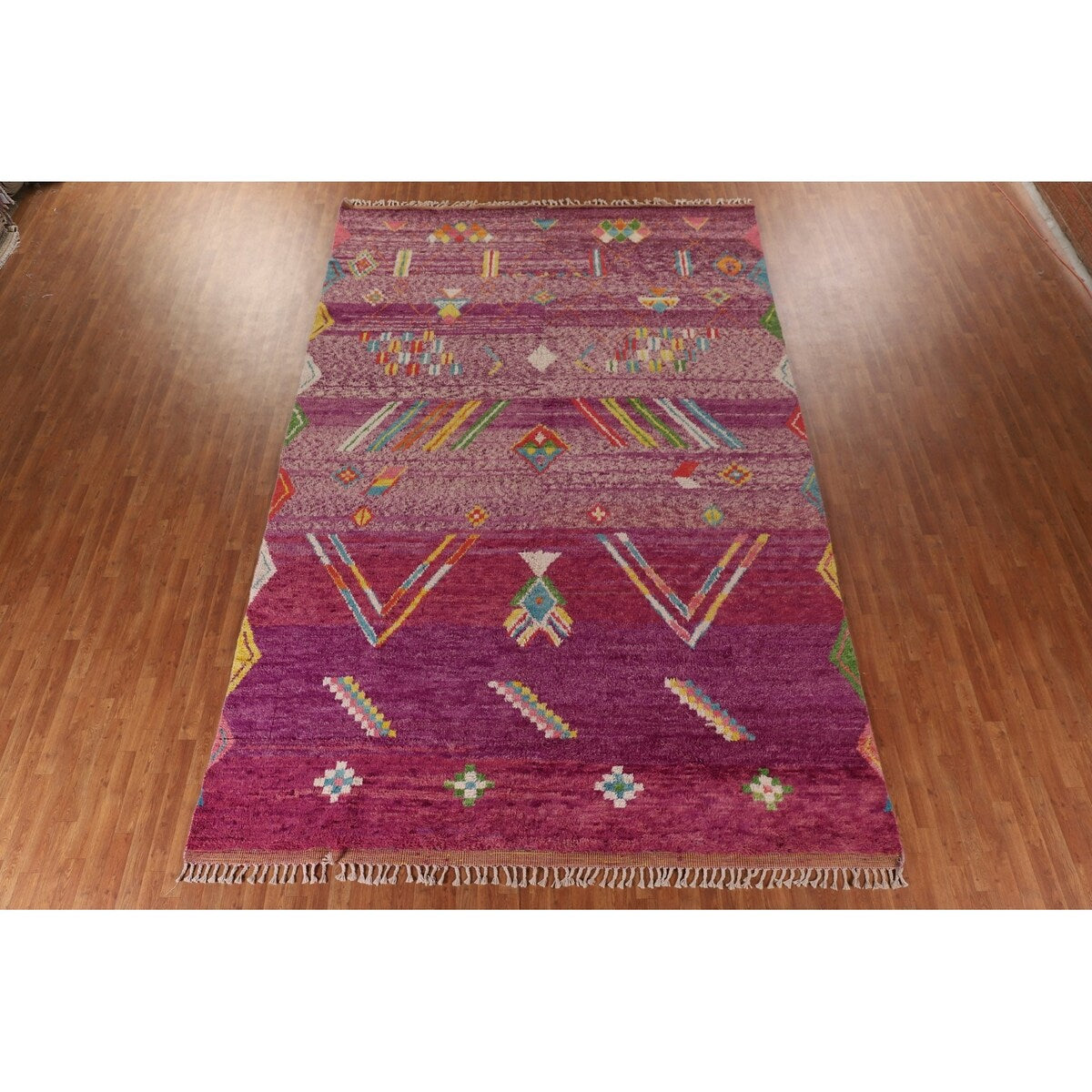 Tribal Moroccan Oriental Large Area Rug Handmade Wool Carpet - 9'6" x 14'8"