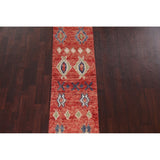 Tribal Moroccan Oriental Runner Rug Wool Hand-knotted Geometric Carpet - 1'10" x 10'7"