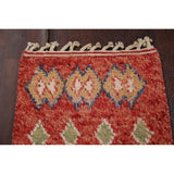Tribal Moroccan Oriental Runner Rug Wool Hand-knotted Geometric Carpet - 1'10" x 10'7"