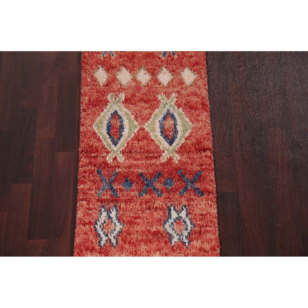 Tribal Moroccan Oriental Runner Rug Wool Hand-knotted Geometric Carpet - 1'10" x 10'7"
