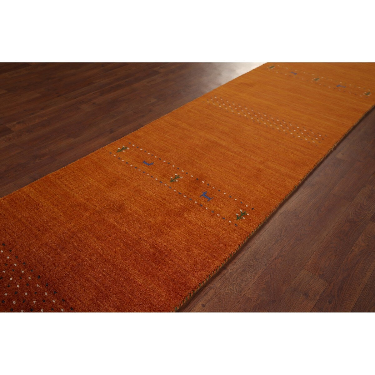 Tribal Orange Gabbeh Indian Runner Rug Handmade Wool Carpet - 2'7"x 9'9"