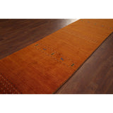 Tribal Orange Gabbeh Indian Runner Rug Handmade Wool Carpet - 2'7"x 9'9"