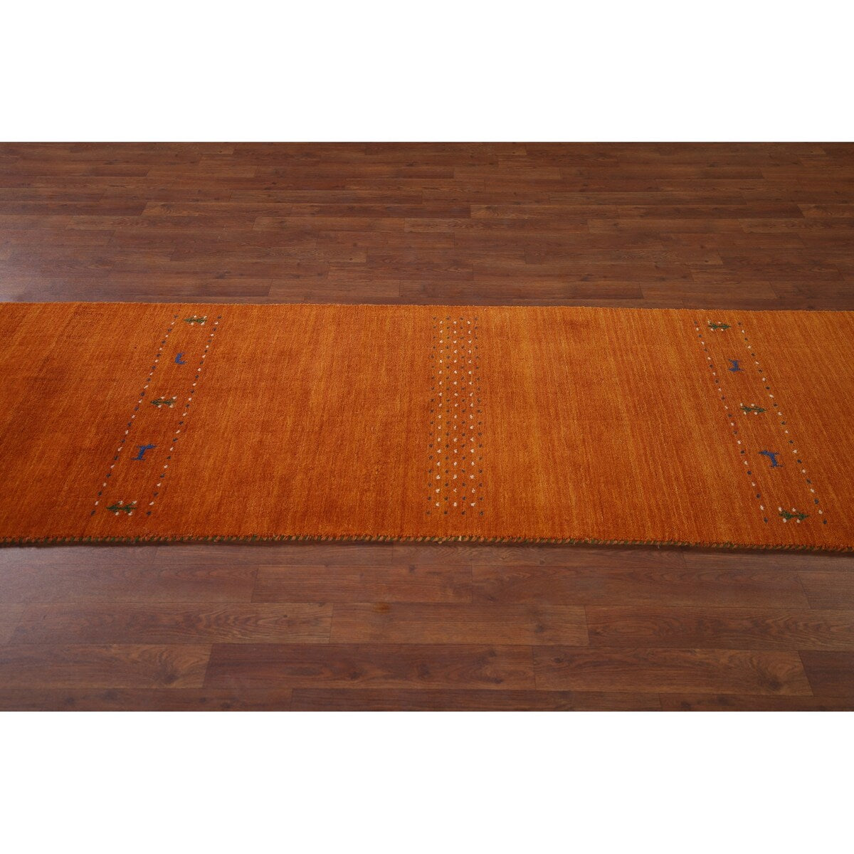 Tribal Orange Gabbeh Indian Runner Rug Handmade Wool Carpet - 2'7"x 9'9"
