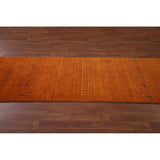 Tribal Orange Gabbeh Indian Runner Rug Handmade Wool Carpet - 2'7"x 9'9"
