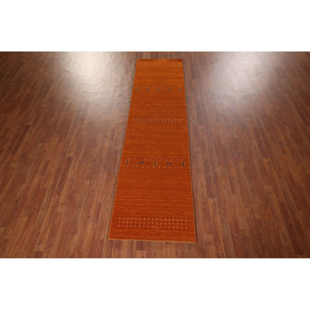 Tribal Orange Gabbeh Indian Runner Rug Handmade Wool Carpet - 2'7"x 9'9"
