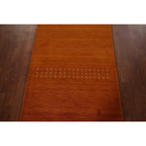 Tribal Orange Gabbeh Indian Runner Rug Handmade Wool Carpet - 2'7"x 9'9"