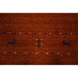 Tribal Orange Gabbeh Indian Runner Rug Handmade Wool Carpet - 2'7"x 9'9"