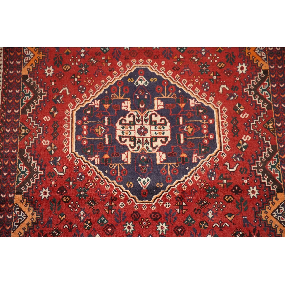 Tribal Red Shiraz Persian Vintage Area Rug Handmade Wool Carpet - 5'0" x 8'3"