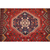Tribal Red Shiraz Persian Vintage Area Rug Handmade Wool Carpet - 5'0" x 8'3"