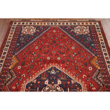 Tribal Red Shiraz Persian Vintage Area Rug Handmade Wool Carpet - 5'0" x 8'3"