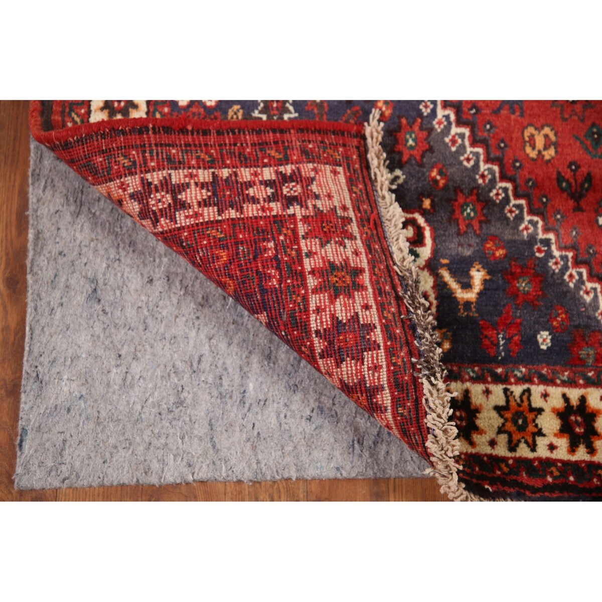 Tribal Red Shiraz Persian Vintage Area Rug Handmade Wool Carpet - 5'0" x 8'3"