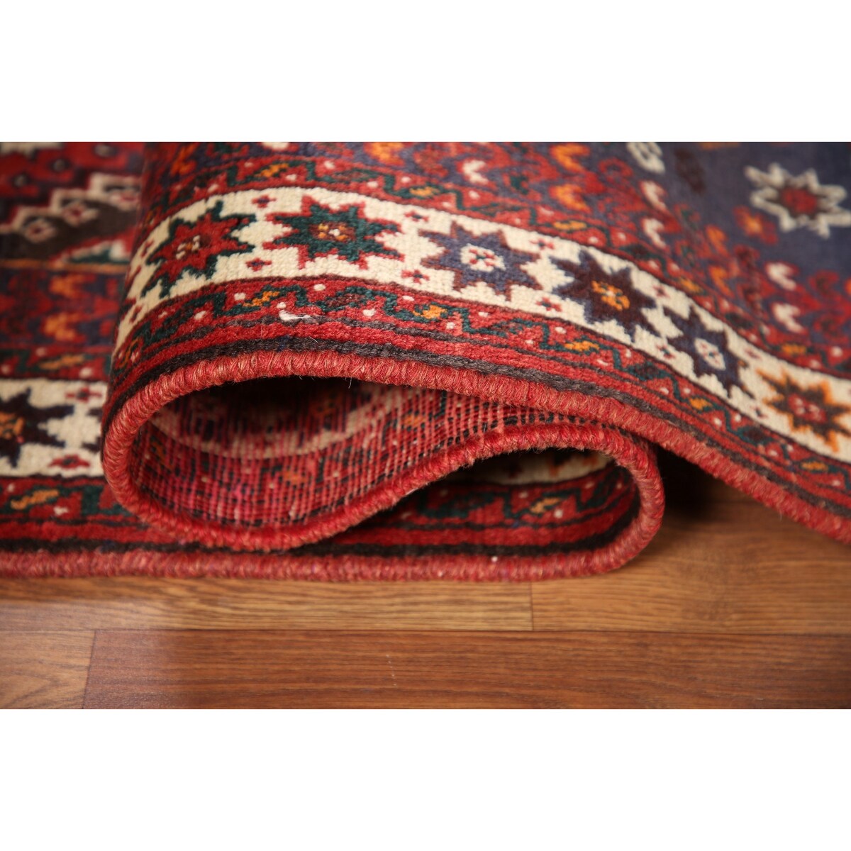 Tribal Red Shiraz Persian Vintage Area Rug Handmade Wool Carpet - 5'0" x 8'3"