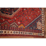Tribal Red Shiraz Persian Vintage Area Rug Handmade Wool Carpet - 5'0" x 8'3"