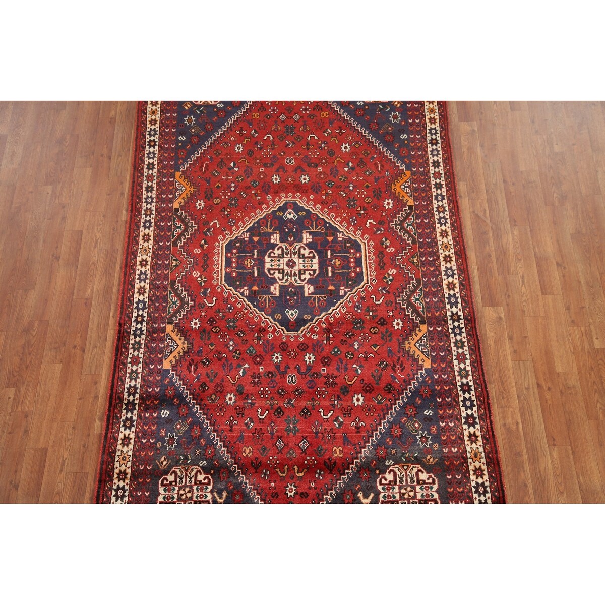 Tribal Red Shiraz Persian Vintage Area Rug Handmade Wool Carpet - 5'0" x 8'3"