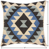 Tribal Robbi Hand-Woven Turkish Kilim Throw Pillow 18 in. x 18 in.