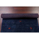 Tribal Royal Blue Gabbeh Shiraz Handmade Wool Persian Area Rug - 4'2" x 3'8" square