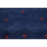 Tribal Royal Blue Gabbeh Shiraz Handmade Wool Persian Area Rug - 4'2" x 3'8" square