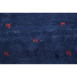Tribal Royal Blue Gabbeh Shiraz Handmade Wool Persian Area Rug - 4'2" x 3'8" square