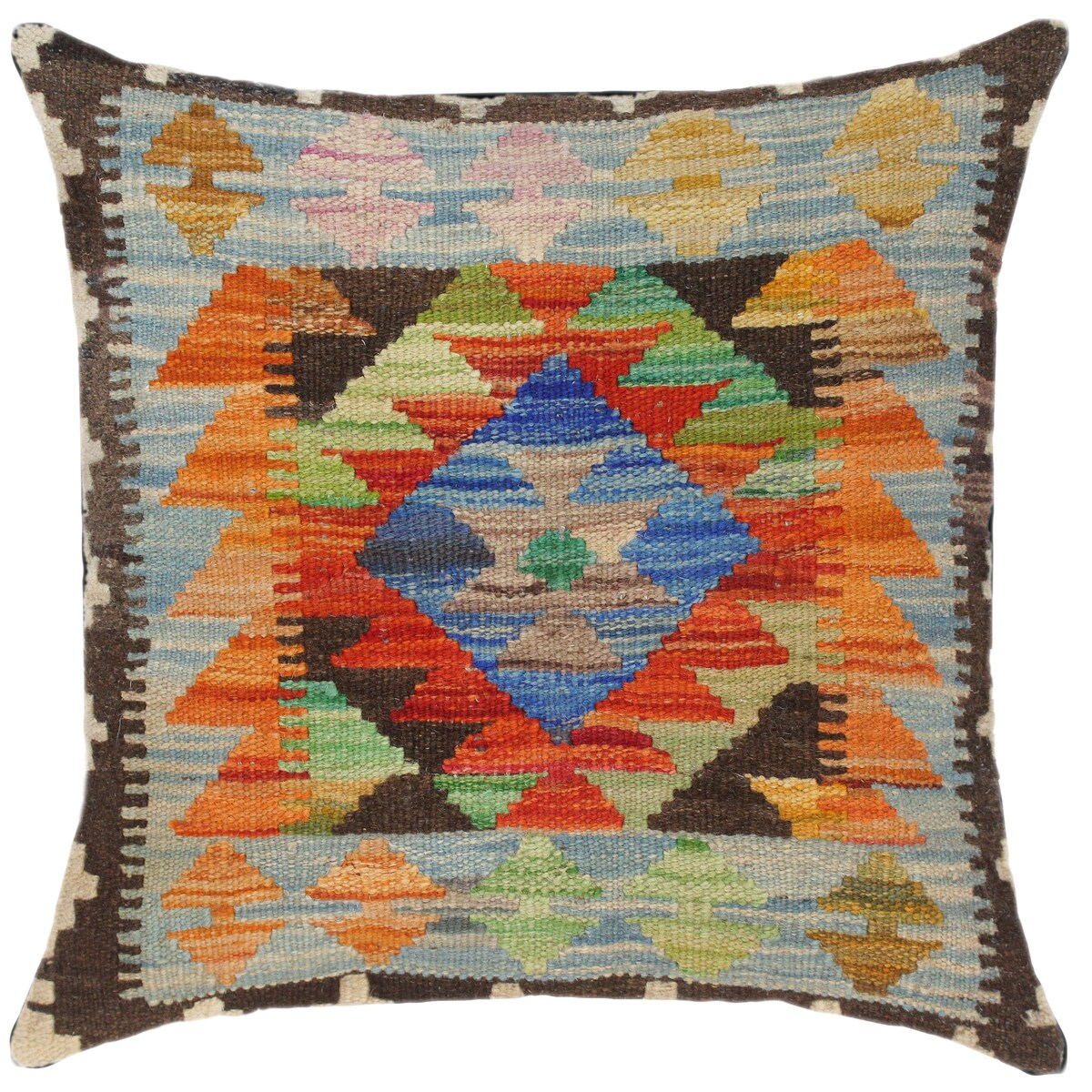 Tribal Sheron Hand-Woven Turkish Kilim Throw Pillow