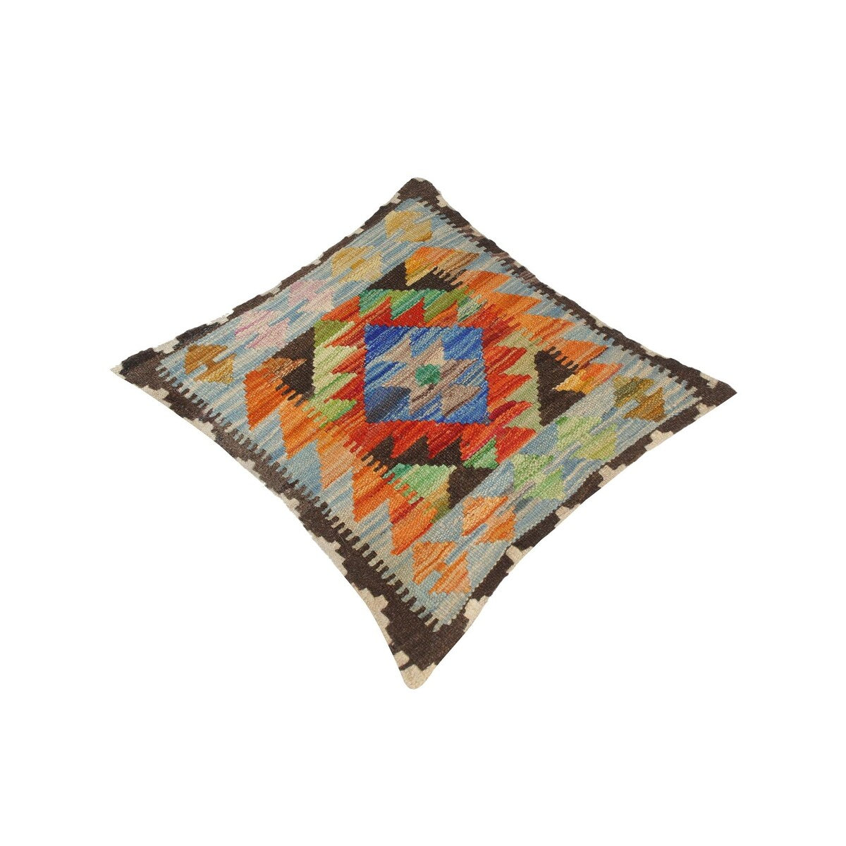 Tribal Sheron Hand-Woven Turkish Kilim Throw Pillow