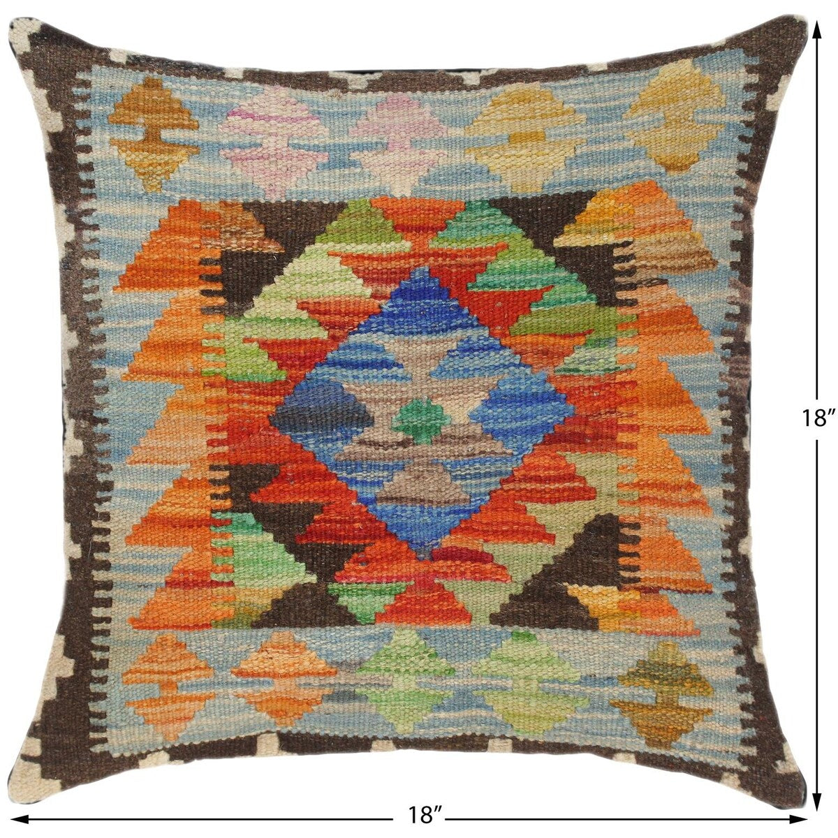 Tribal Sheron Hand-Woven Turkish Kilim Throw Pillow