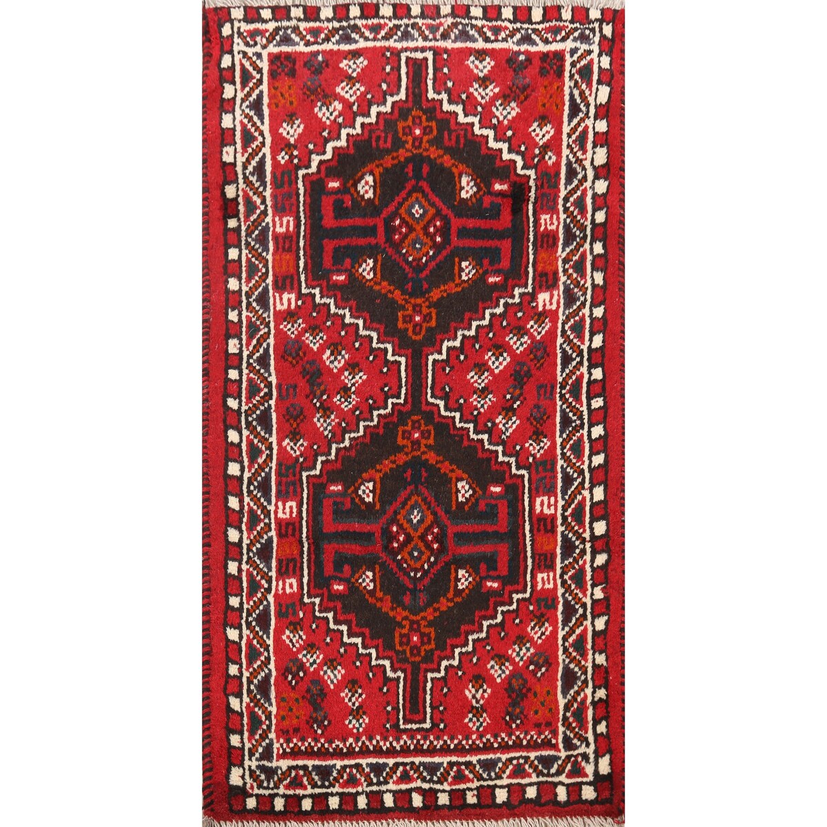 Tribal Shiraz Persian Area Rug Wool Hand-knotted Geometric Carpet - 2'