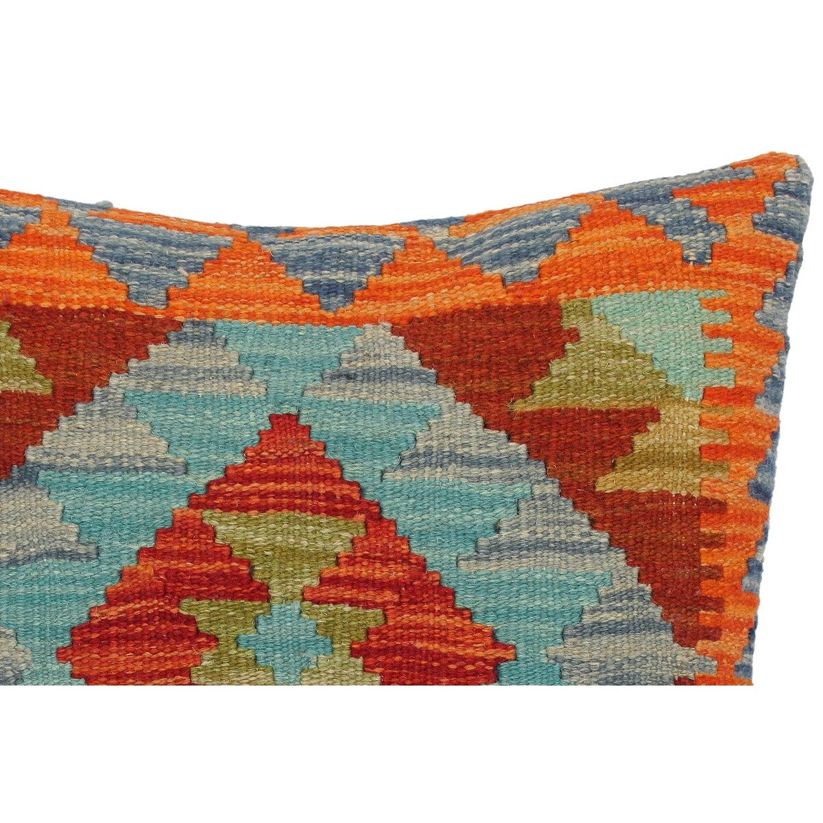 Tribal So Hand-Woven Turkish Kilim Throw Pillow 18 in. x 18 in.