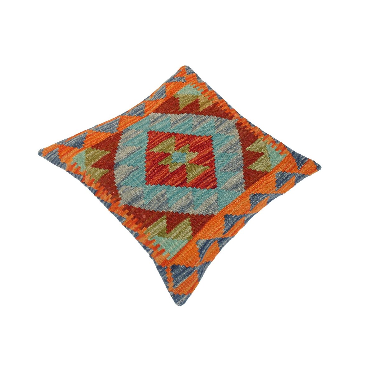 Tribal So Hand-Woven Turkish Kilim Throw Pillow 18 in. x 18 in.
