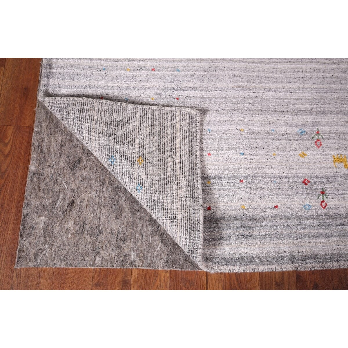 Tribal Striped Gabbeh Indian Area Rug Handmade Wool Carpet - 5'2"x 7'9"