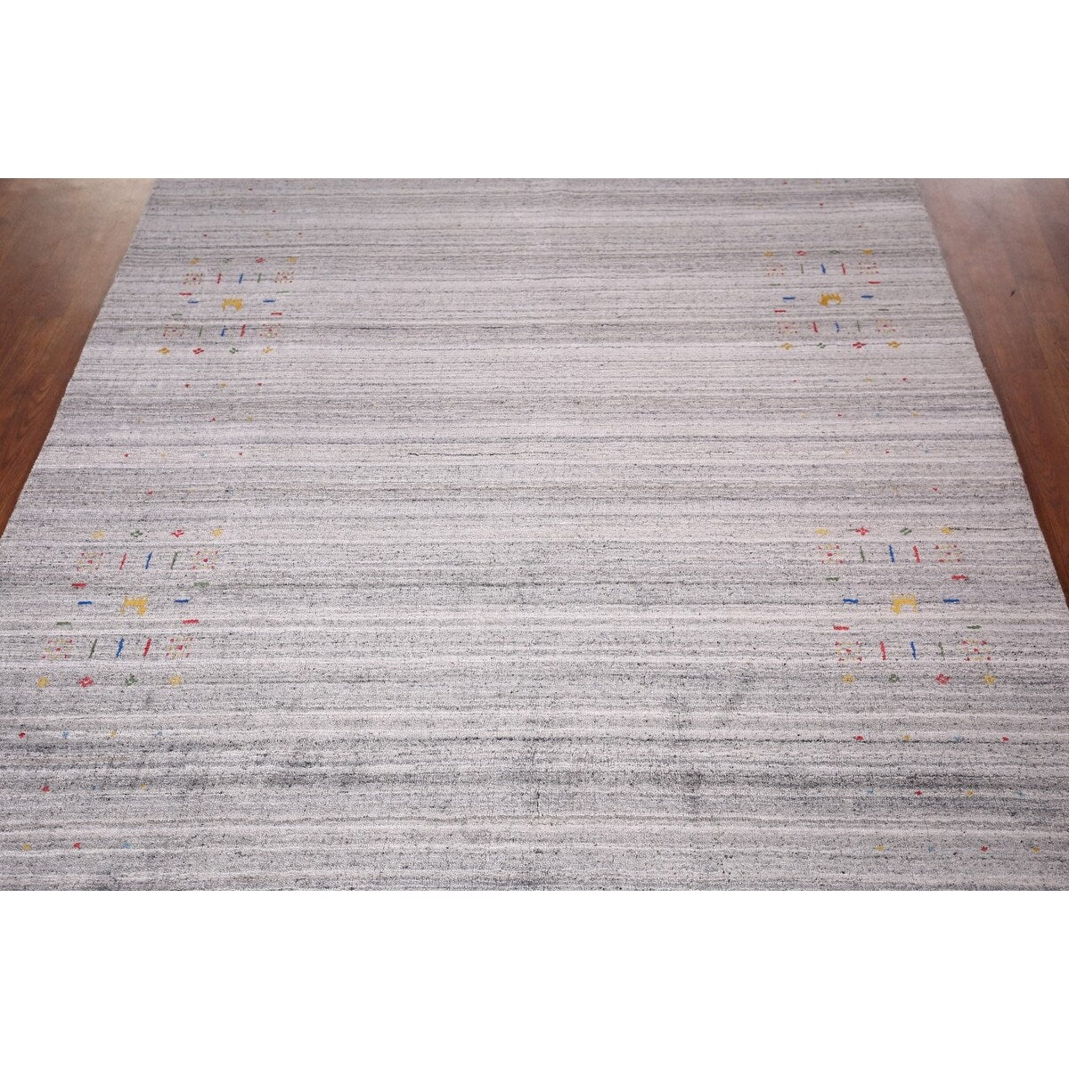 Tribal Striped Gabbeh Indian Area Rug Handmade Wool Carpet - 5'2"x 7'9"