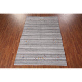 Tribal Striped Gabbeh Indian Area Rug Handmade Wool Carpet - 5'2"x 7'9"