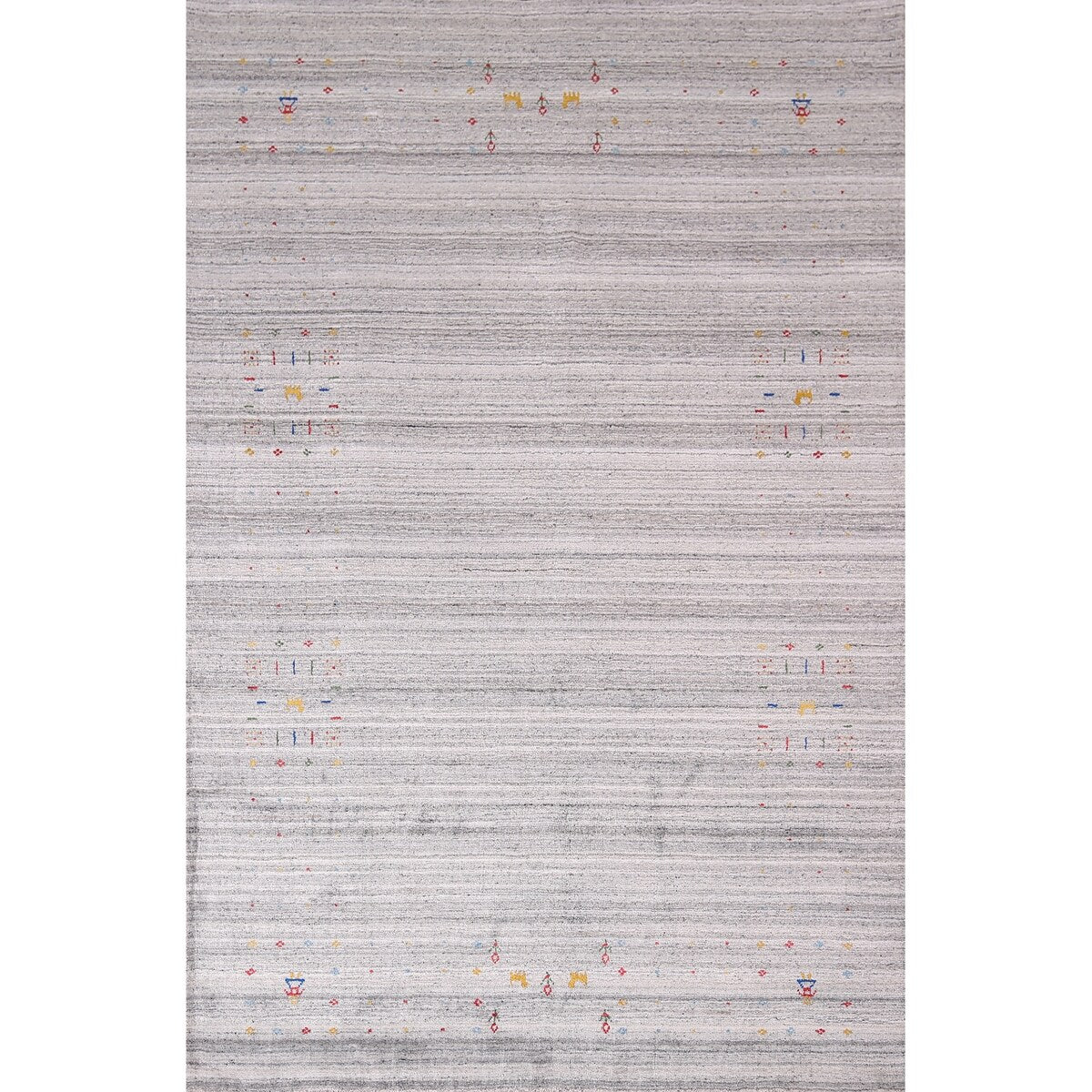 Tribal Striped Gabbeh Indian Area Rug Handmade Wool Carpet - 5'2"x 7'9