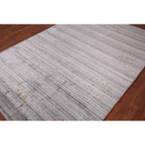 Tribal Striped Gabbeh Indian Area Rug Handmade Wool Carpet - 5'2"x 7'9"