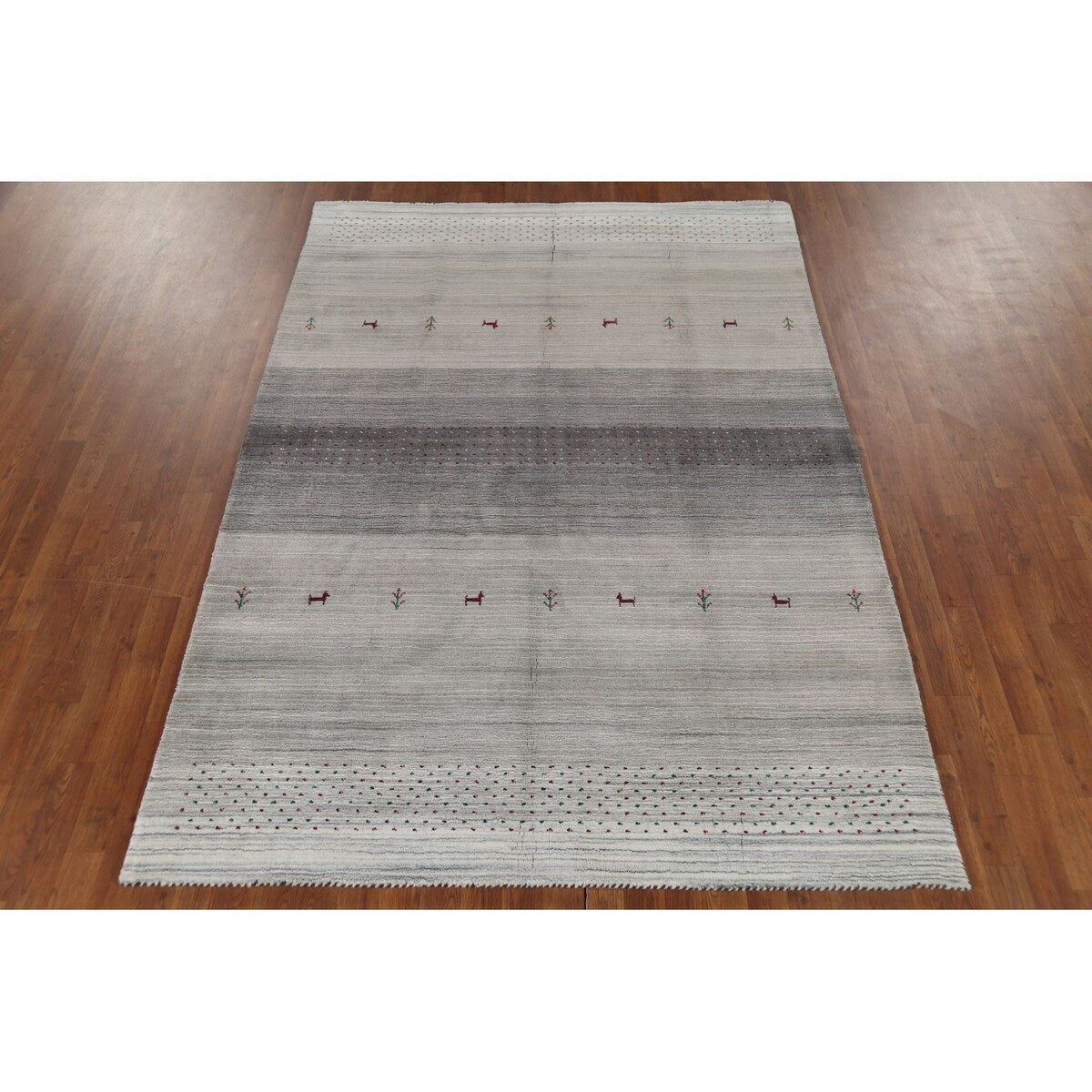 Tribal Striped Gabbeh Oriental Area Rug Handmade Wool Carpet - 5'9"x 8'1"