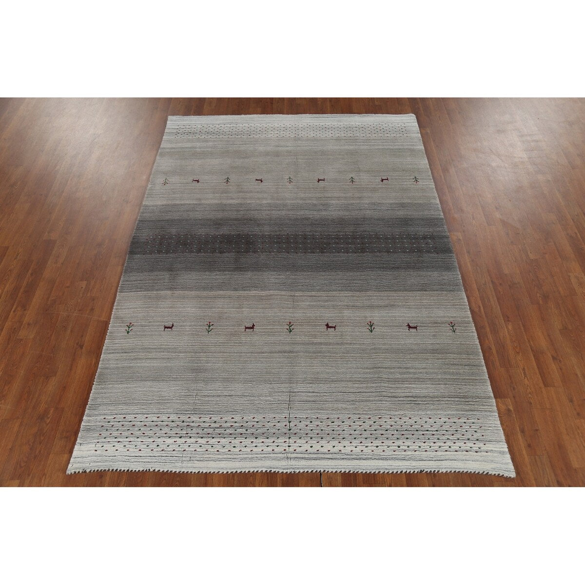 Tribal Striped Gabbeh Oriental Area Rug Handmade Wool Carpet - 5'9"x 8'1"