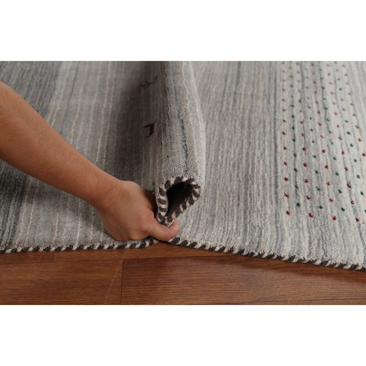 Tribal Striped Gabbeh Oriental Area Rug Handmade Wool Carpet - 5'9"x 8'1"