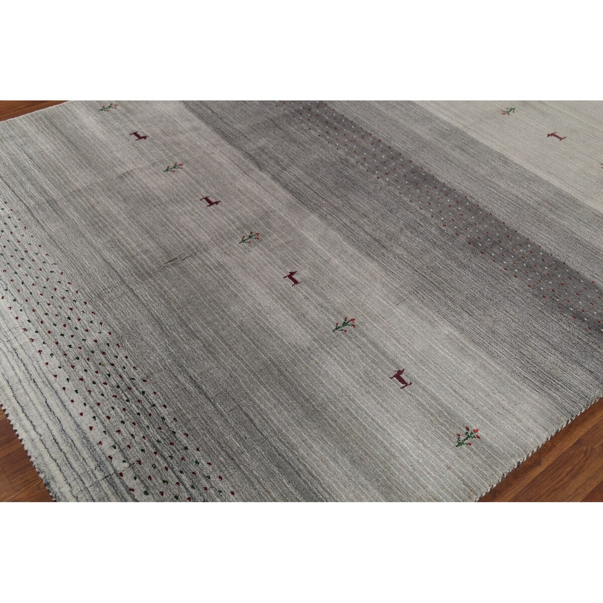 Tribal Striped Gabbeh Oriental Area Rug Handmade Wool Carpet - 5'9"x 8'1"