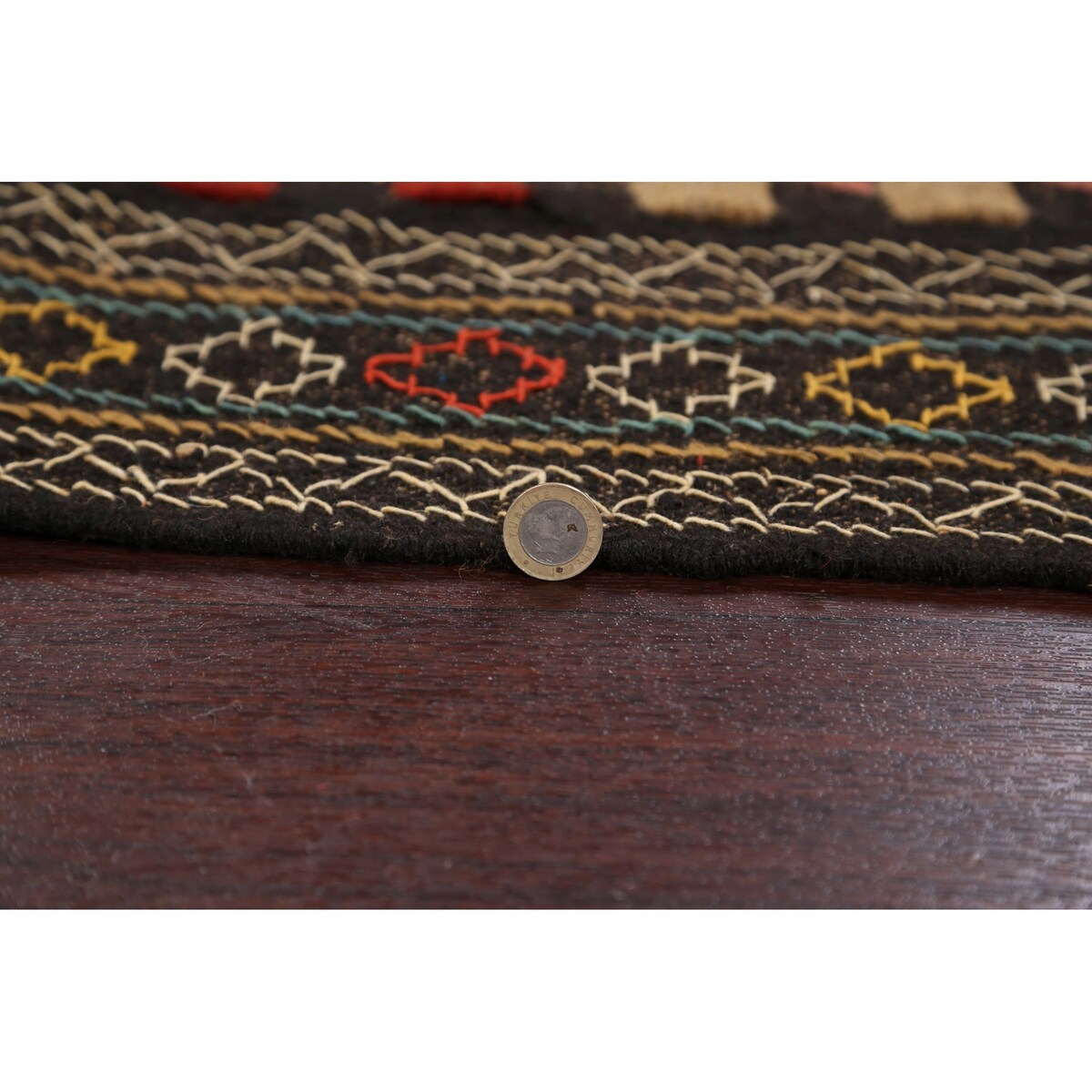 Tribal Sumak Kilim Persian Area Rug Wool Flat-Woven Foyer Carpet - 3'9" x 5'7"