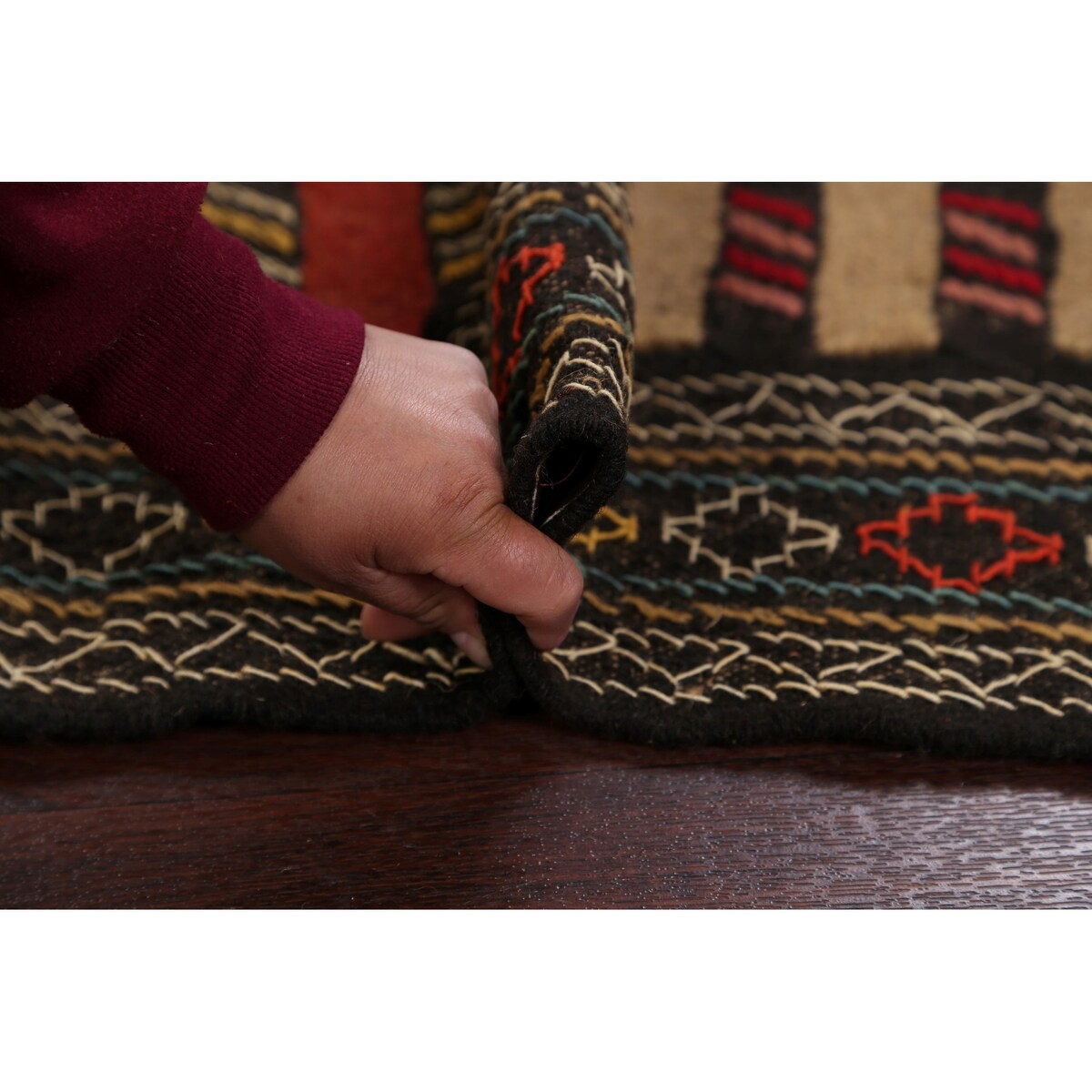 Tribal Sumak Kilim Persian Area Rug Wool Flat-Woven Foyer Carpet - 3'9" x 5'7"
