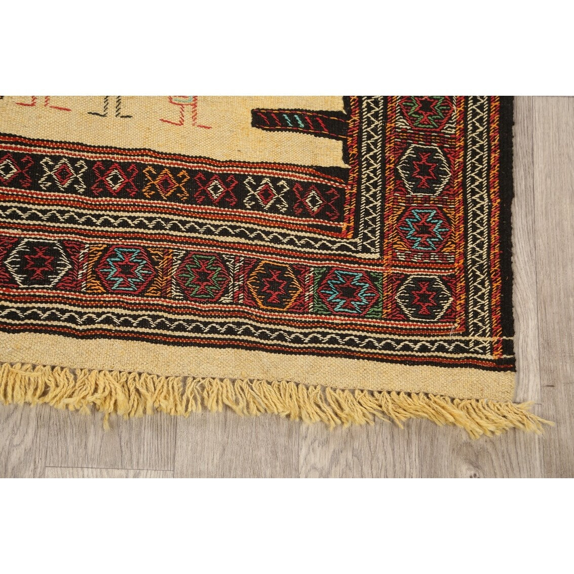 Tribal Sumak Kilim Persian Wool Area Rug Hand-Woven Kitchen Carpet - 3'2" x 6'0"