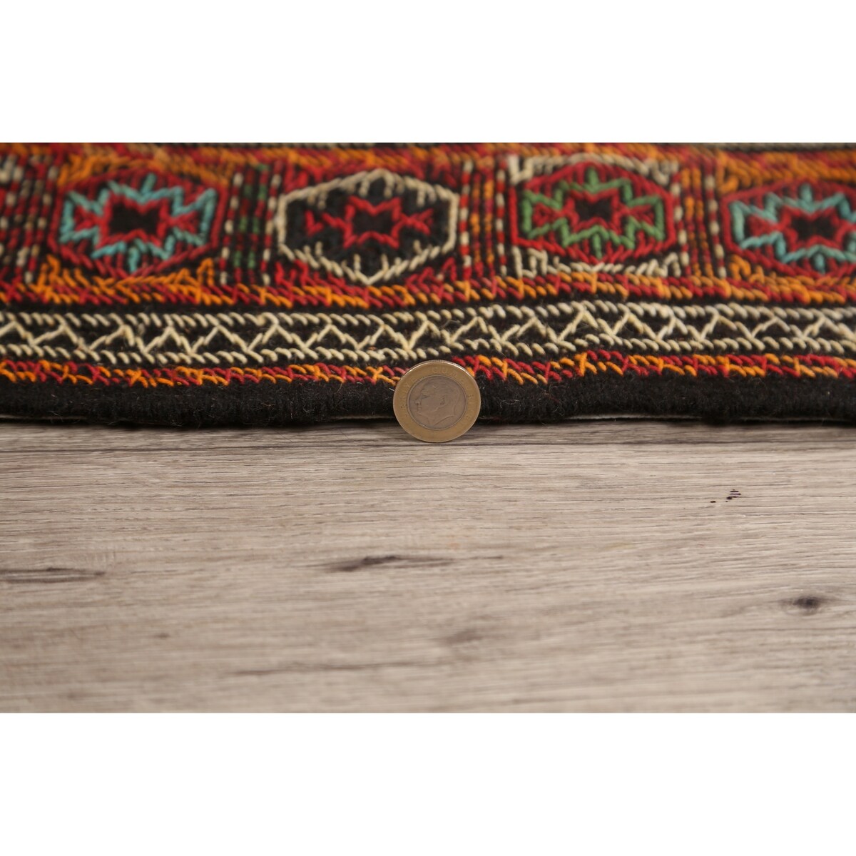 Tribal Sumak Kilim Persian Wool Area Rug Hand-Woven Kitchen Carpet - 3'2" x 6'0"