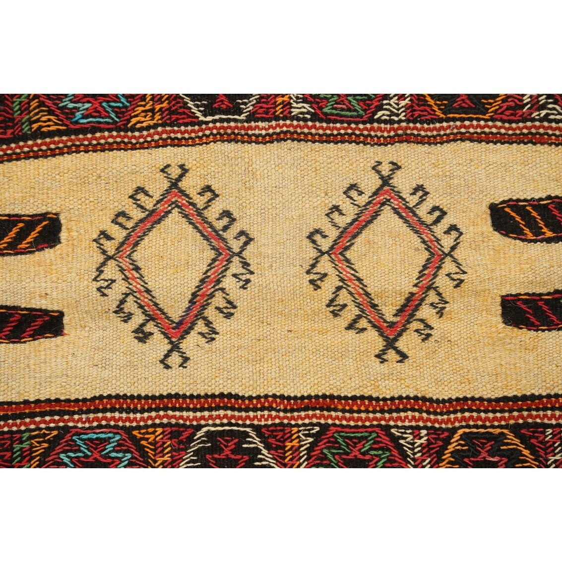 Tribal Sumak Kilim Persian Wool Area Rug Hand-Woven Kitchen Carpet - 3'2" x 6'0"