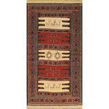 Tribal Sumak Kilim Persian Wool Area Rug Hand-Woven Kitchen Carpet - 3'2" x 6'0"