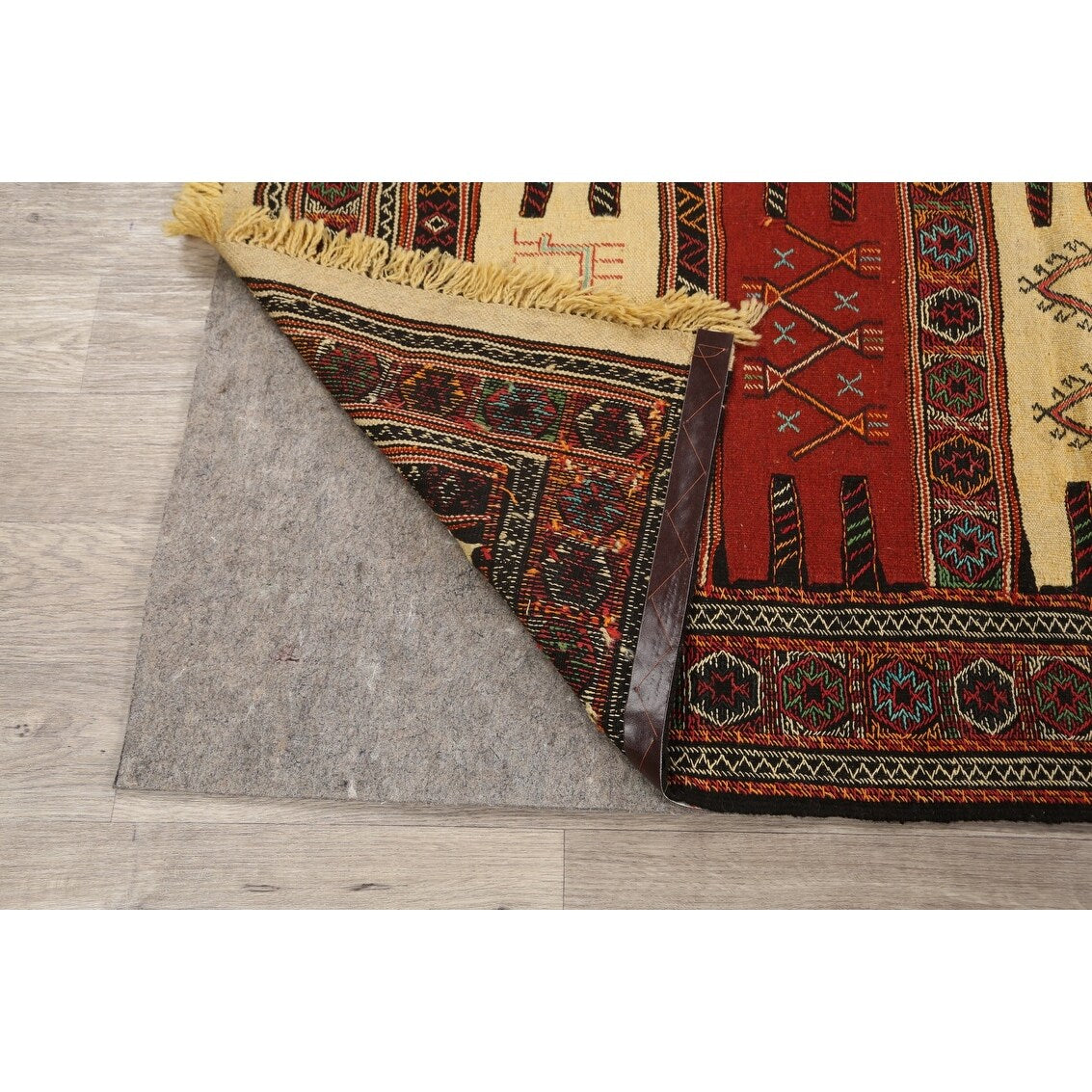Tribal Sumak Kilim Persian Wool Area Rug Hand-Woven Kitchen Carpet - 3'2" x 6'0"
