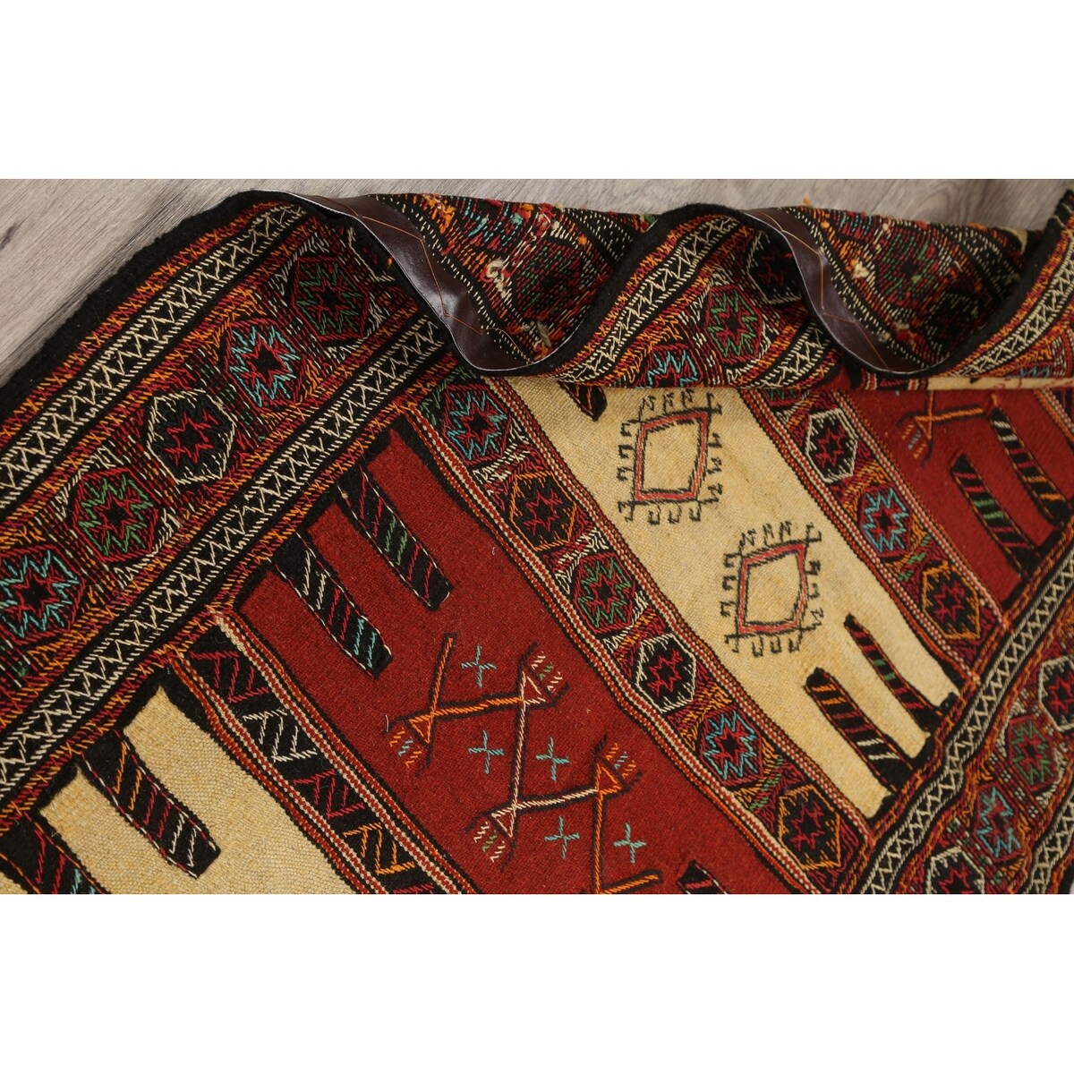 Tribal Sumak Kilim Persian Wool Area Rug Hand-Woven Kitchen Carpet - 3'2" x 6'0"