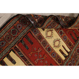 Tribal Sumak Kilim Persian Wool Area Rug Hand-Woven Kitchen Carpet - 3'2" x 6'0"