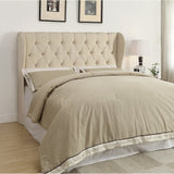 Tribeca King Size Wingback Button Tufted Beige Fabric Headboard
